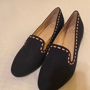 Elegant Blue Loafers with Pink Trim